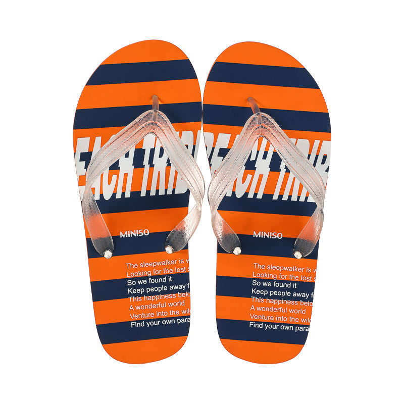 Contrast Color Striped Men's Flip Flops (Orange, 42-43)