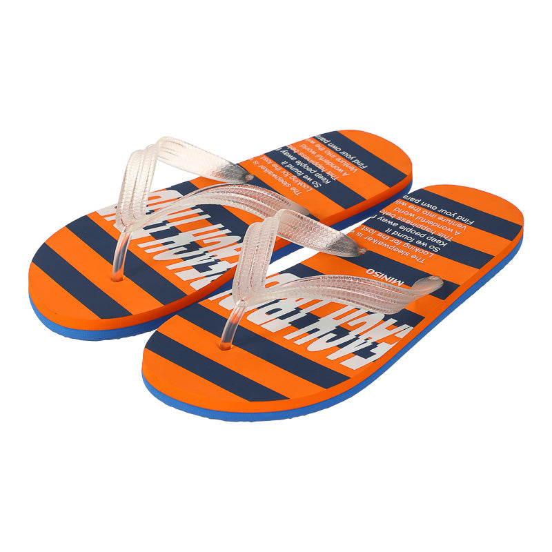 Contrast Color Striped Men's Flip Flops (Orange, 42-43)