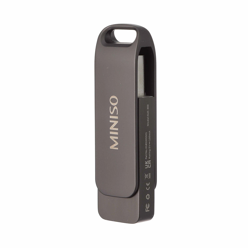 Metal 64G USB 2.0 Flash Drive with Swivel Design Model: SLK-303 (Black)