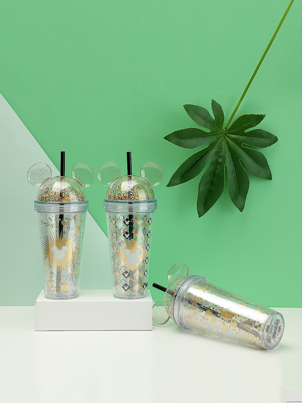 Mickey Mouse Collection Glitter Double Wall Plastic Tumbler (420mL)