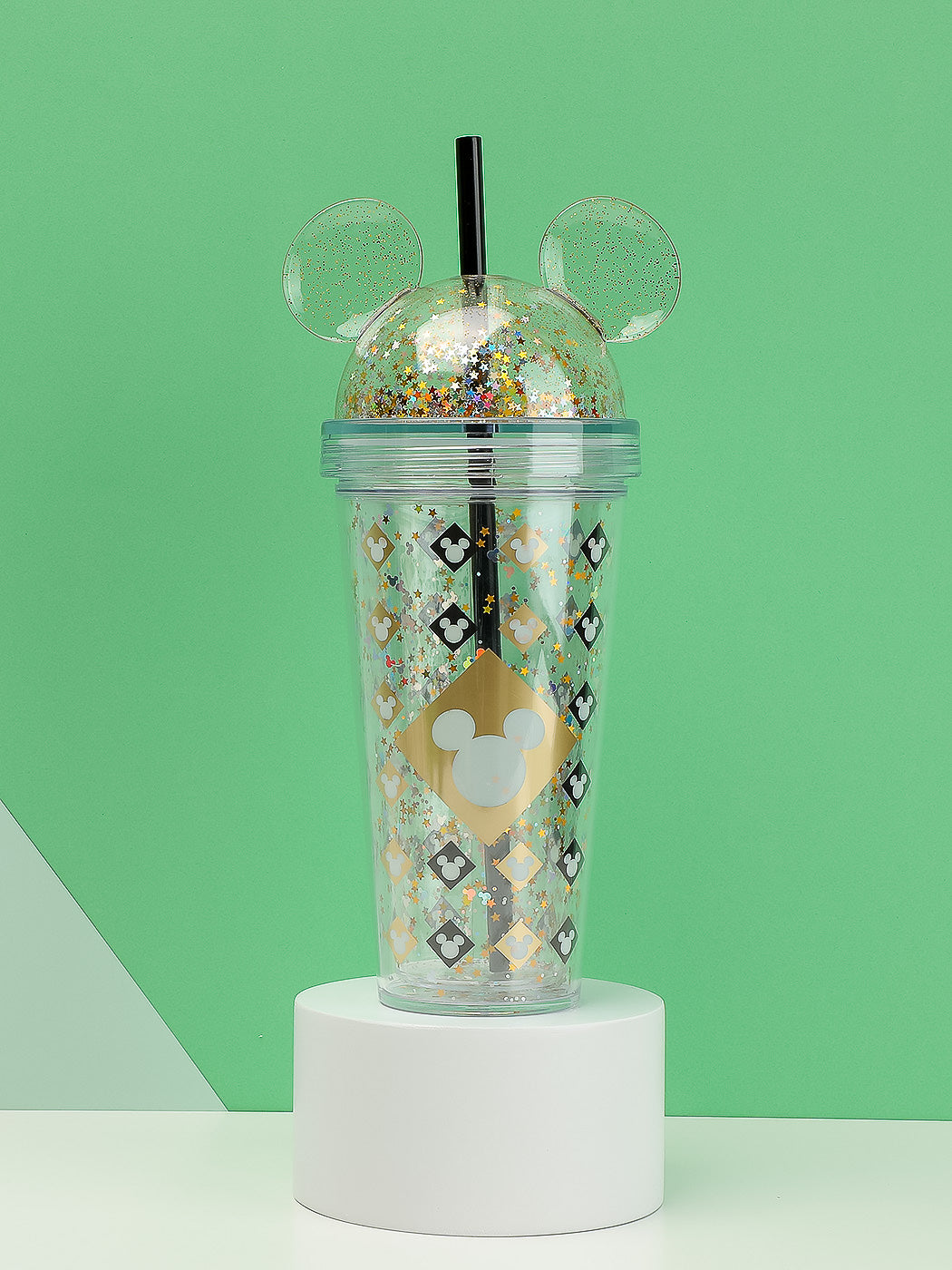 Mickey Mouse Collection Glitter Double Wall Plastic Tumbler (420mL)