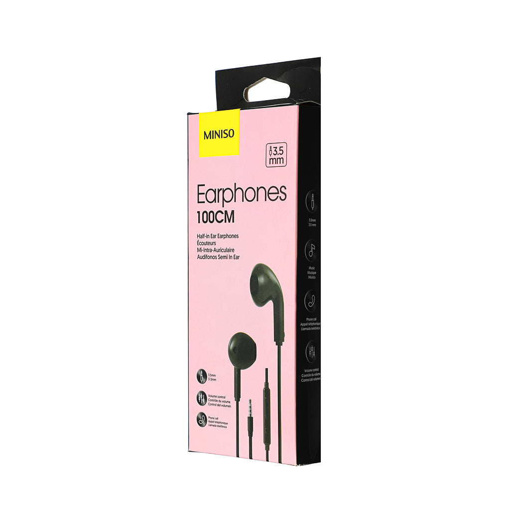 Classic Half-in Ear Earphones for Music Model: HF230 (Black)