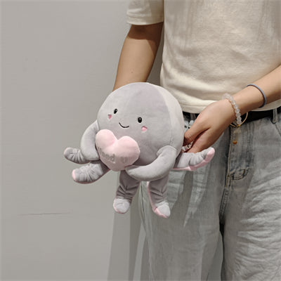 5in. Holding-Heart Octopus Plush Toy(Pink Heart)