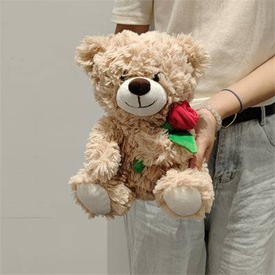 10in. Holding-Rose Little Bear Plush Toy