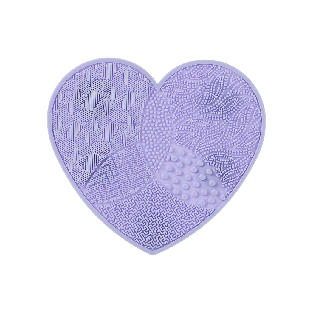 Heart-Shaped Silicone Makeup Brush Cleaning Mat with Suction Cup