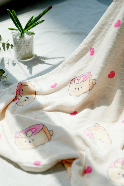 MINI FAMILY Sweets Bunbun Collection Printed Blanket(Yellow)