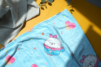 MINI FAMILY Sweets Bunbun Collection Printed Blanket(Blue)