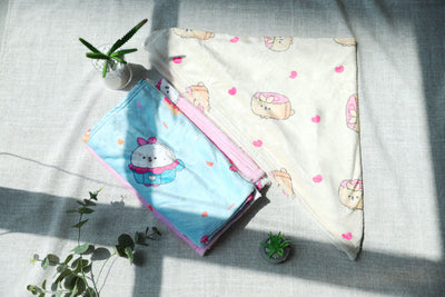 MINI FAMILY Sweets Bunbun Collection Printed Blanket(Blue)