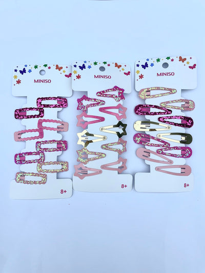 Colorful Series Pink Star Water-Drop Hair Clip (10 pcs)