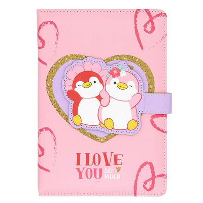 Mini Family Pink Romance Series A5 PU Hardcover Book (50 Sheets, Penguin)(Pink) PDQ
