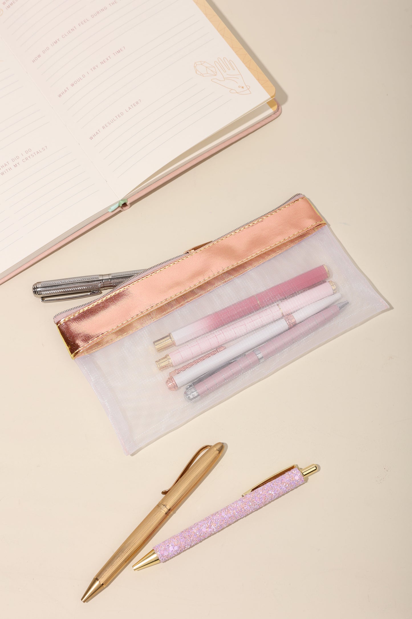 Rose Gold Series Mesh Stationery Case