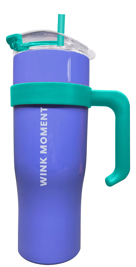 Solid Color Steel Tumbler with Straw (1600mL)(Blue)