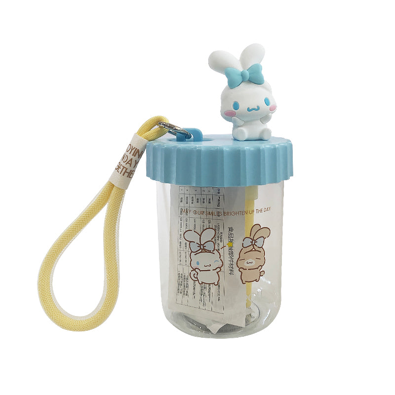 Sanrio characters Plastic Bottle with Straw and Strap (520mL)(Cinnamoroll)