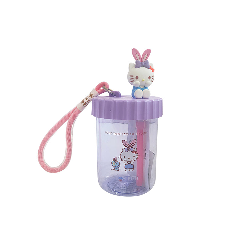 Sanrio characters Plastic Bottle with Straw and Strap (520mL)(Hello Kitty)