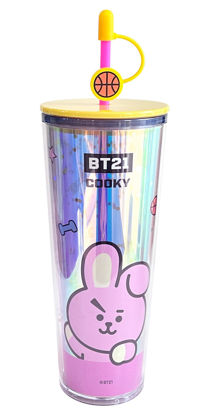 BT21 Collection Double Wall Plastic Tumbler with Straw (800mL)(COOKY)