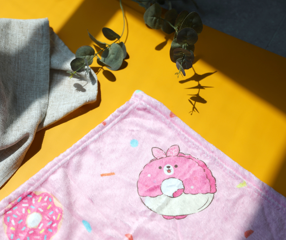 MINI FAMILY Sweets Bunbun Collection Printed Blanket(Pink)