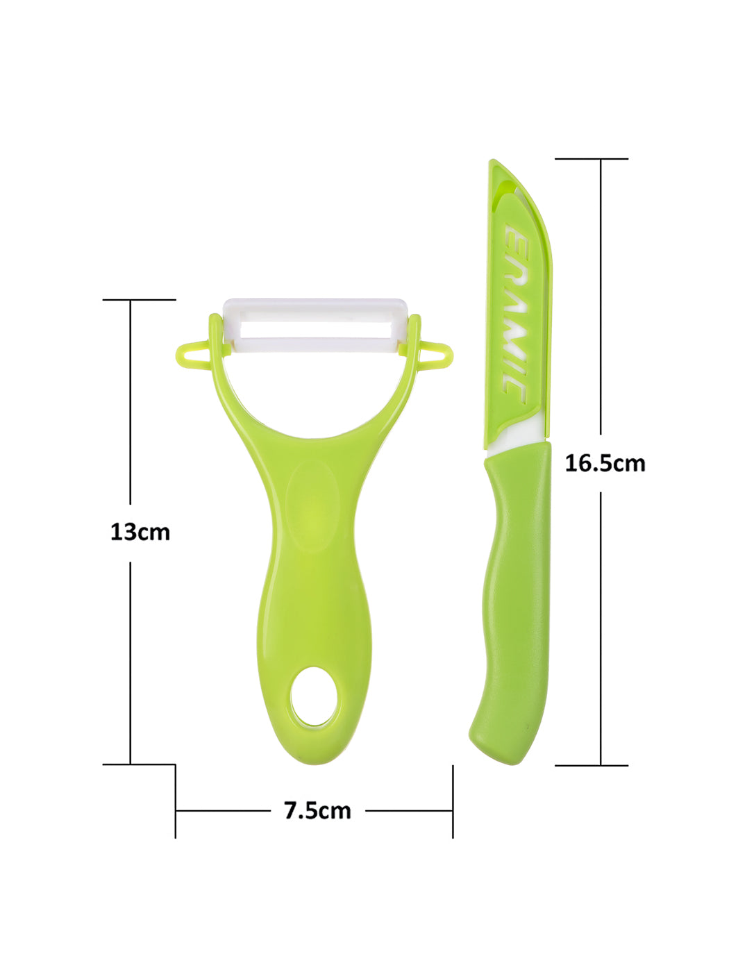 Household Ceramic Knife and Peeler Set (Green)