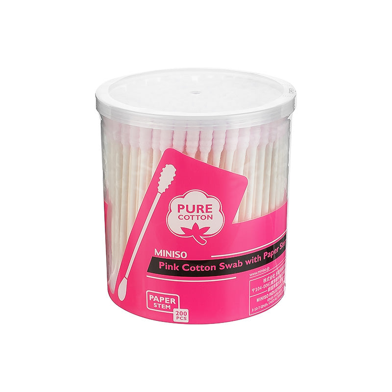 Pink Cotton Swab with Paper Stem (200 Pcs)