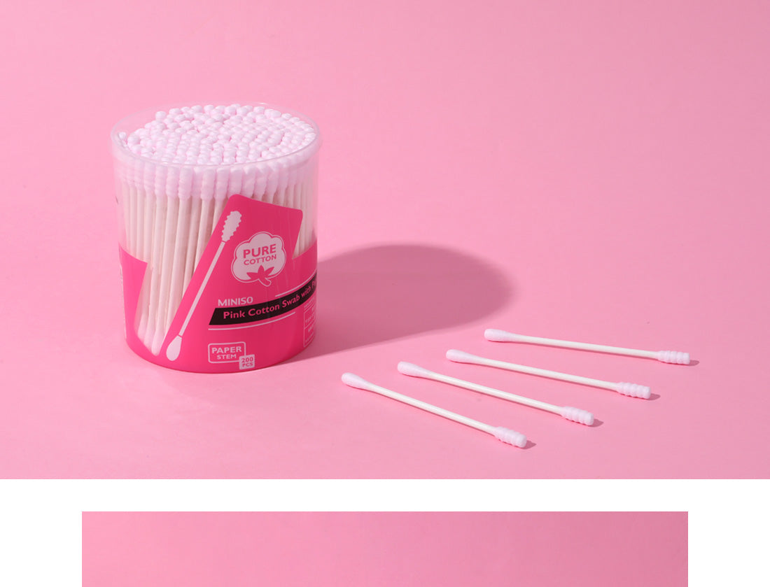 Pink Cotton Swab with Paper Stem (200 Pcs)