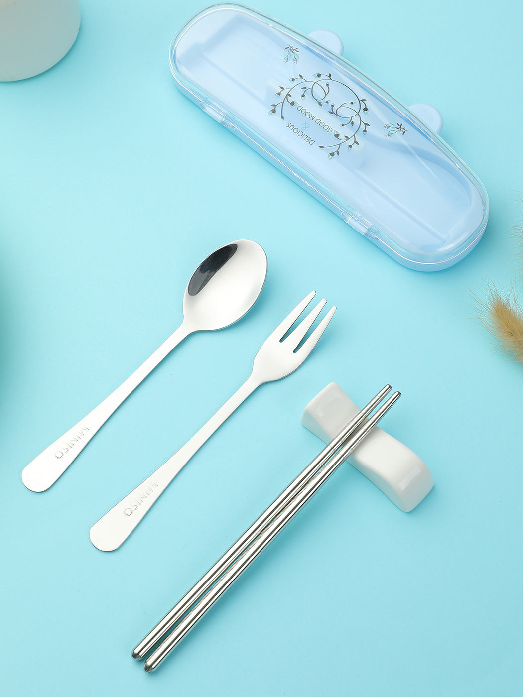 Cute Rabbit Ear Box and Flatware Set（3pcs）