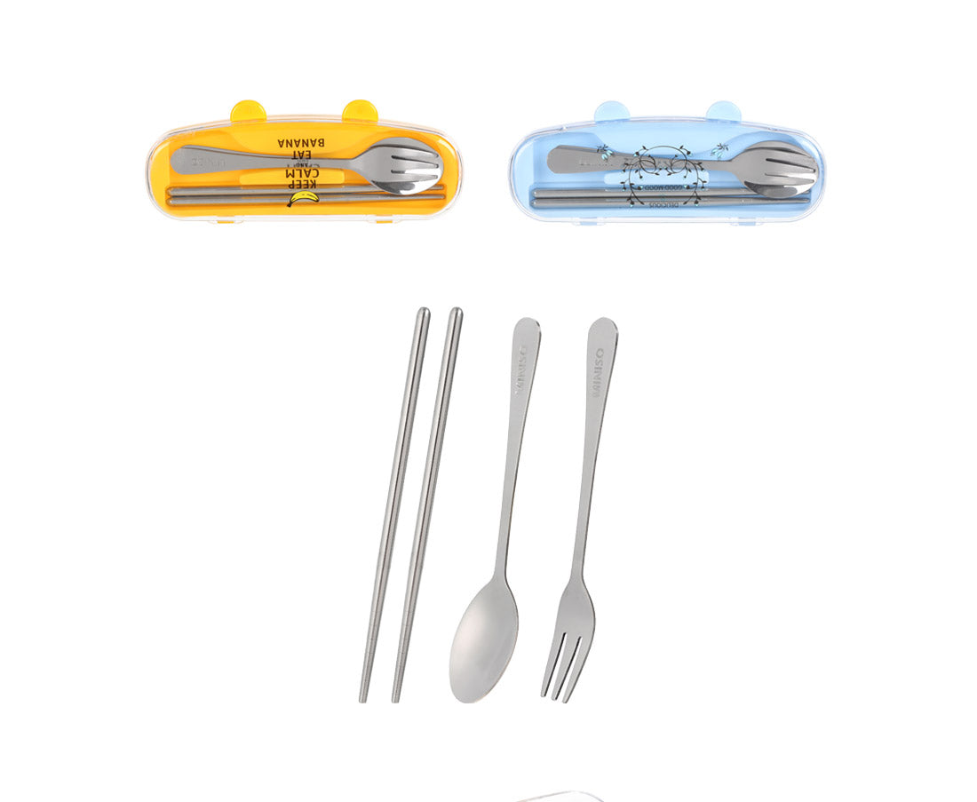 Cute Rabbit Ear Box and Flatware Set（3pcs）