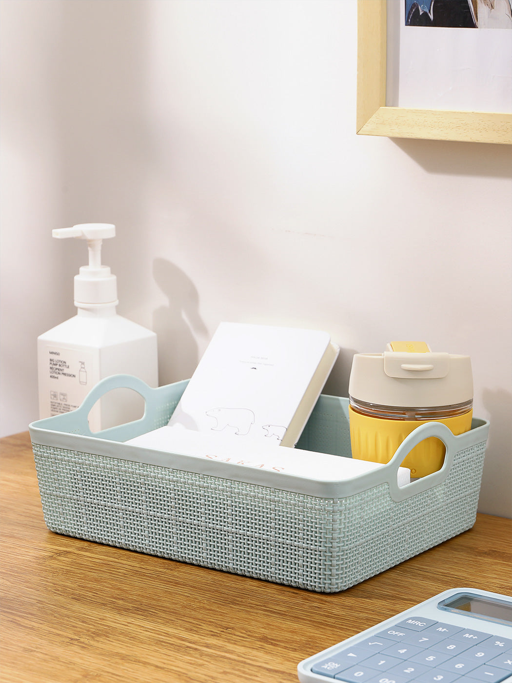 Braided Check Storage Basket with Handles-M