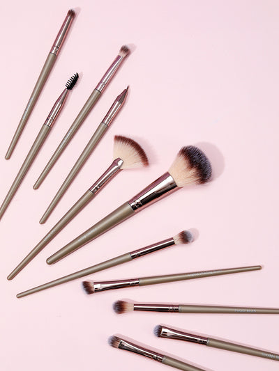 Premium Classic Makeup Brush Set (12 pcs)(Golden)