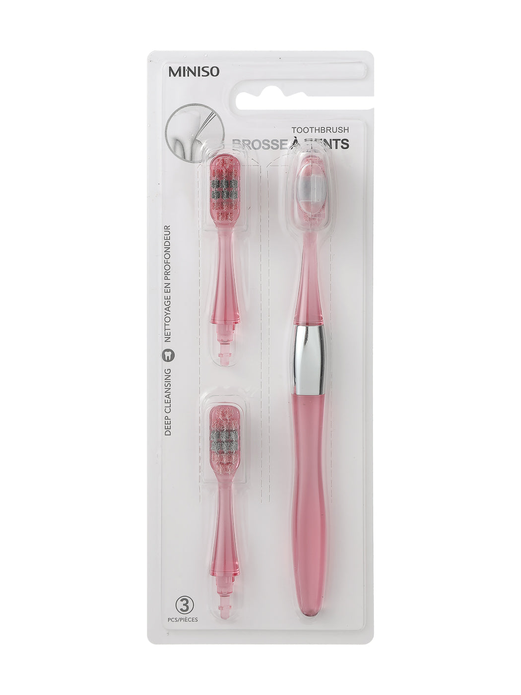 Toothbrush with Replaceable Heads (1 Handle & 3 Heads)