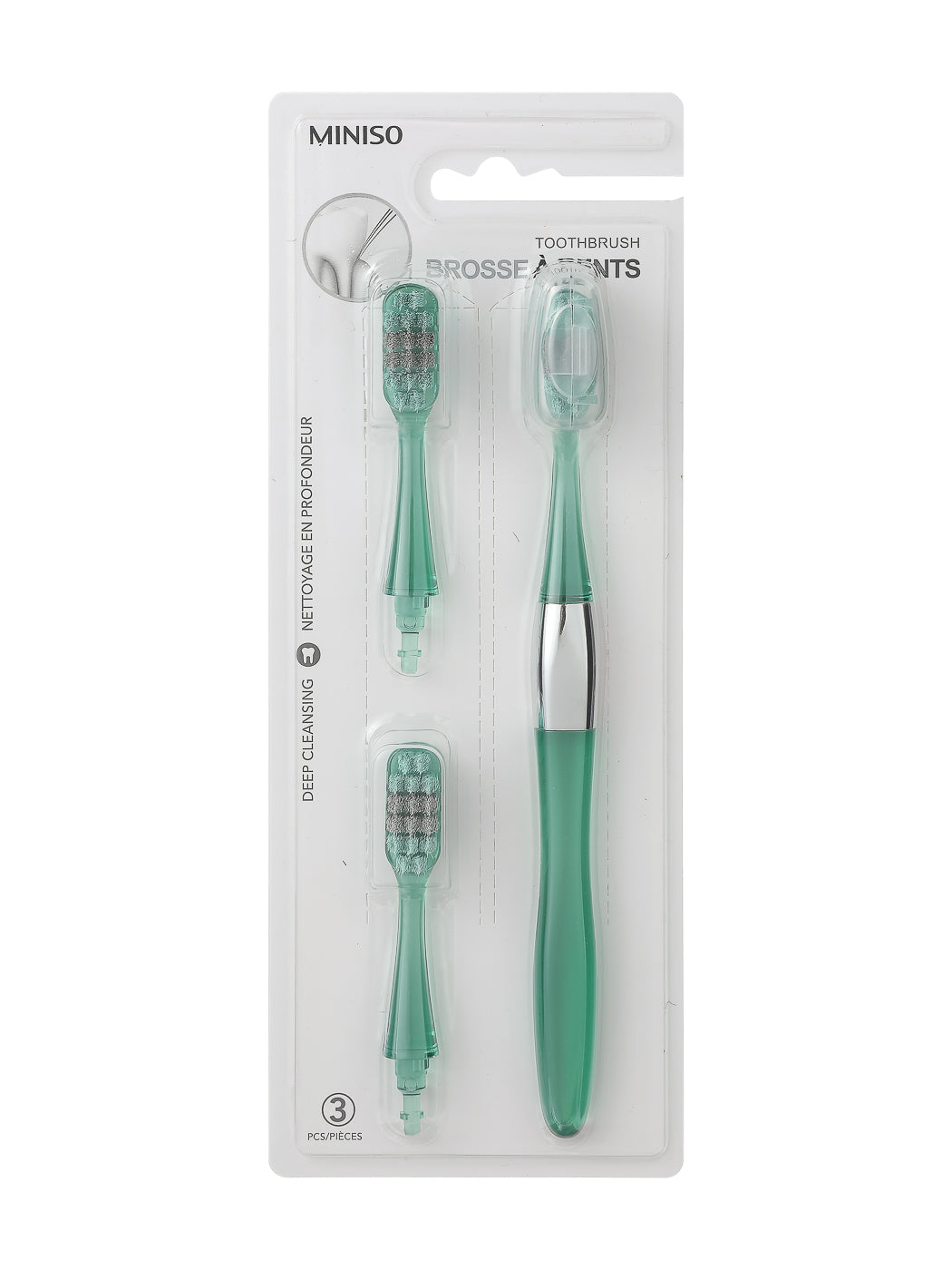 Toothbrush with Replaceable Heads (1 Handle & 3 Heads)