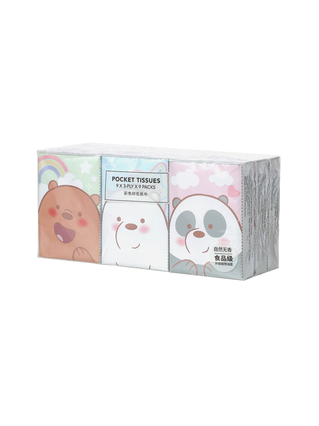 We Bare Bears Collection 4.0 Fragrance-free Facial Tissues with Prints (9 Sheets*9 packs)