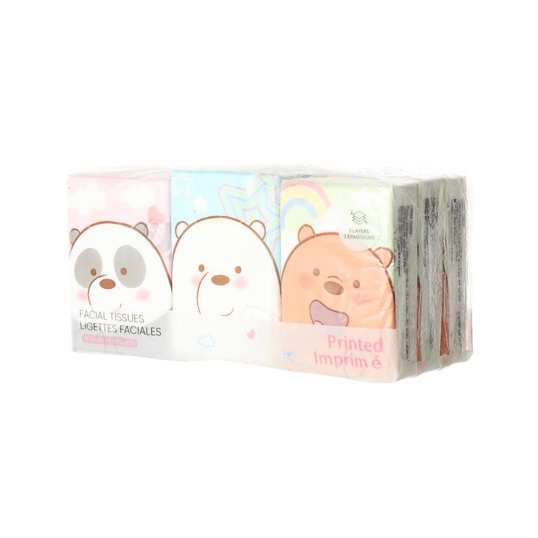 We Bare Bears Collection 4.0 Fragrance-free Facial Tissues with Prints (9 Sheets*9 packs)