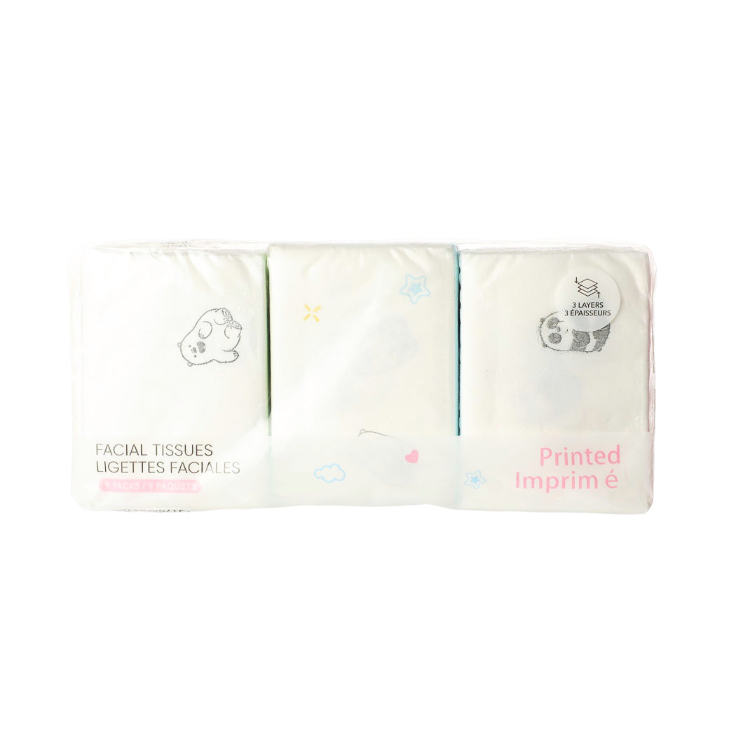 We Bare Bears Collection 4.0 Fragrance-free Facial Tissues with Prints (9 Sheets*9 packs)