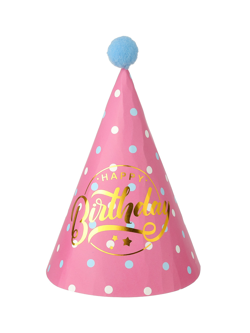 Birthday Party Hat(Pink, Wavy Dots)