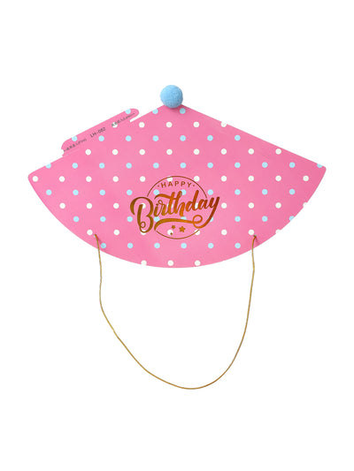 Birthday Party Hat(Pink, Wavy Dots)