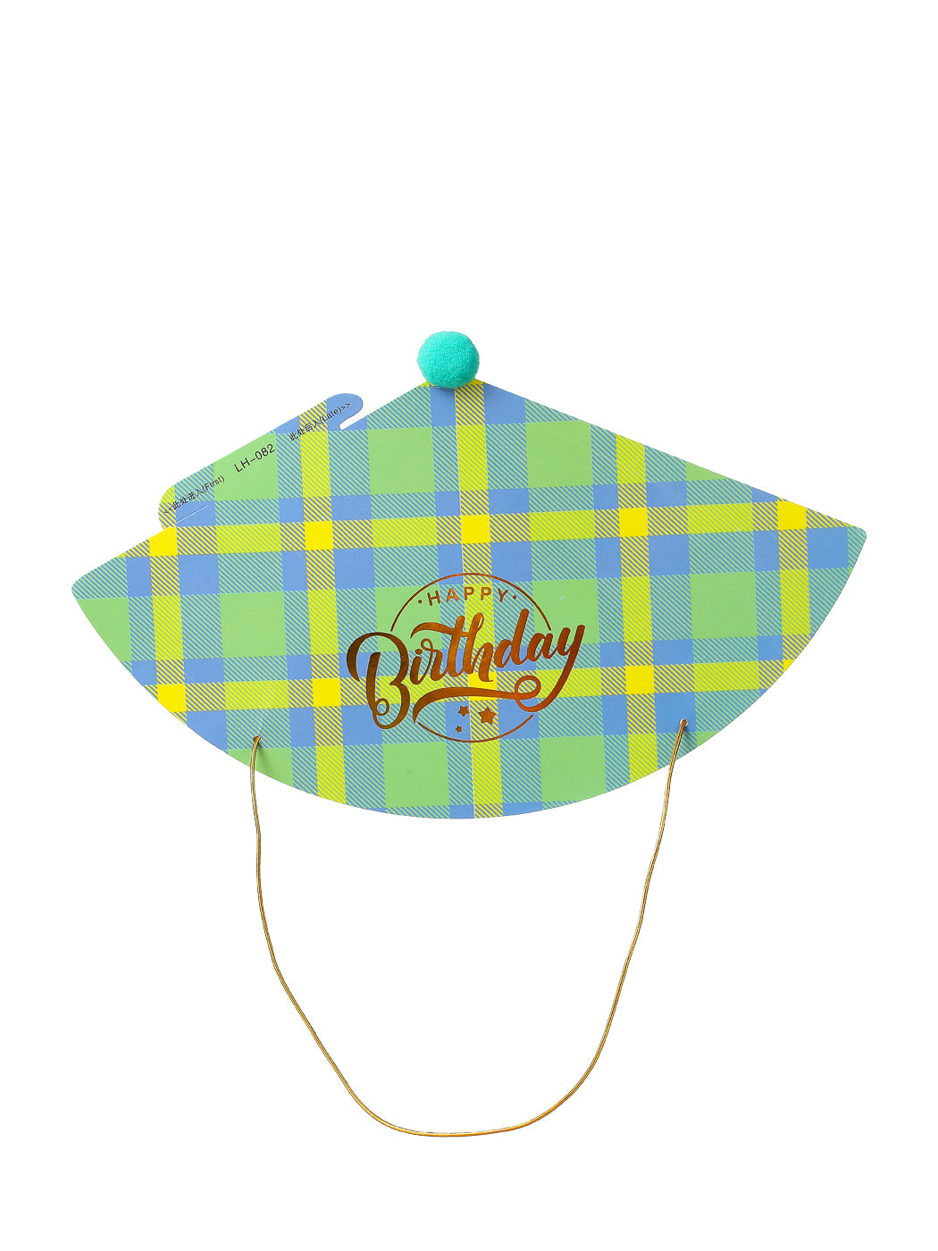 Birthday Party Hat(Green, Grid)