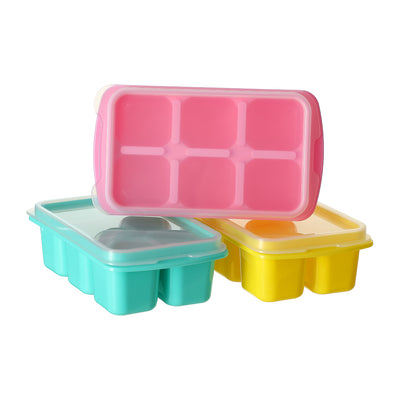 Colorful Compact 6-Ice Cube Tray with Lid,3 Pack