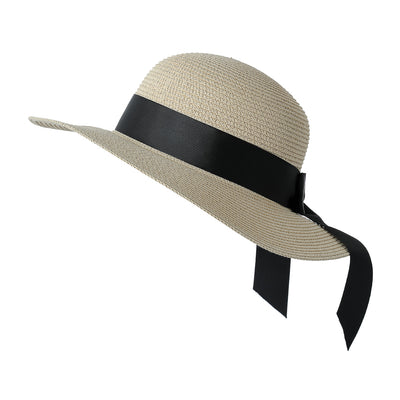 Basic Bowknot Straw Hat (Light Brown)