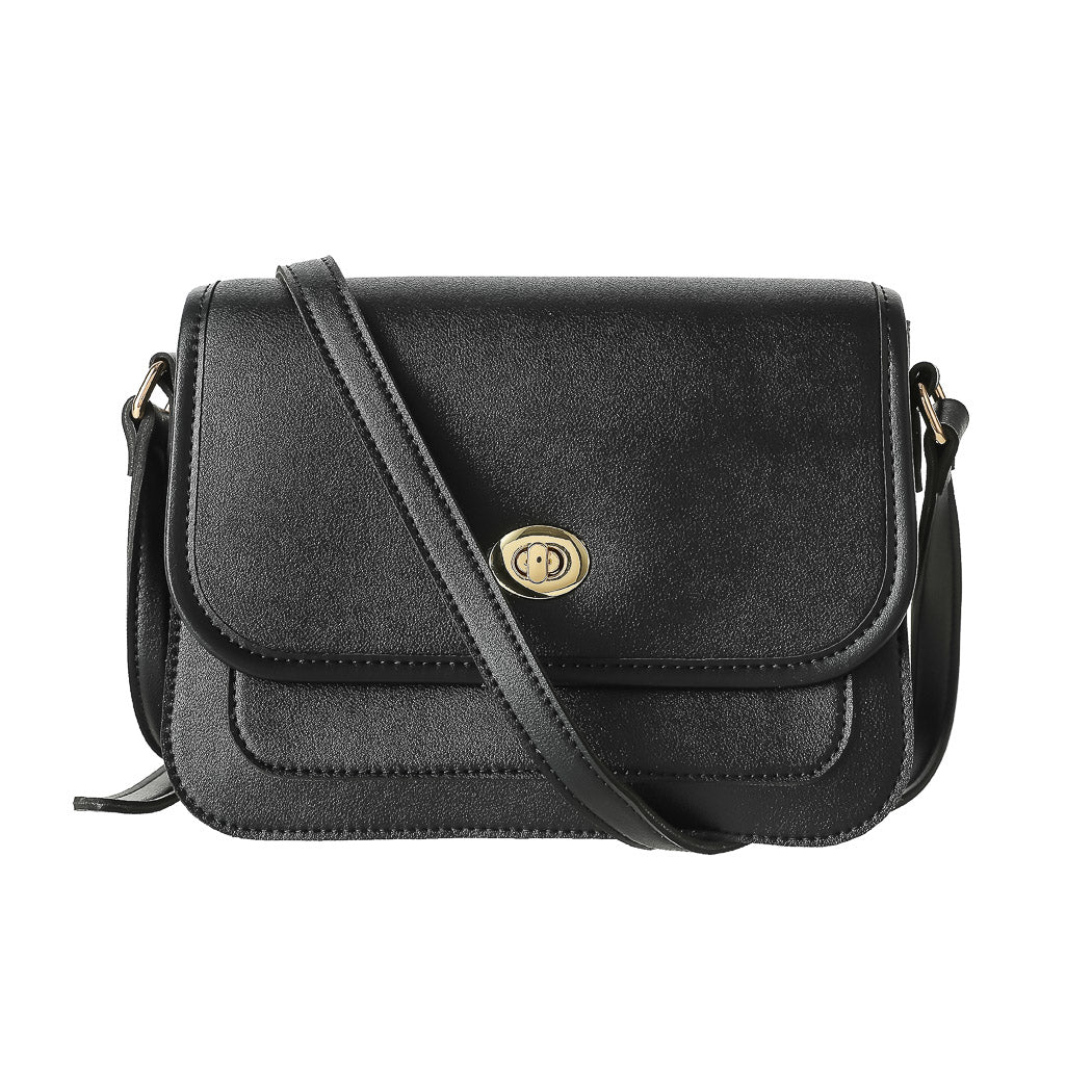 Crossbody Bag with Twist Lock (Black)