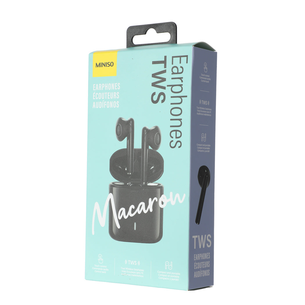 Macaron Half In Ear TWS Earphones Model S88 Black Miniso