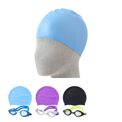 Adults' Fashionable Contrast Color Swim Goggles & Swim Cap Set