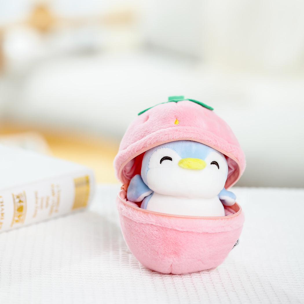 Fruit Series Penguin Plush Toy Surprise Ball(Strawberry)