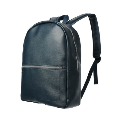 Men's Backpack with Silvery Zipper (Navy Blue)