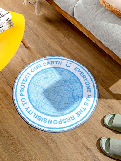 I Love Earth Round Floor Mat