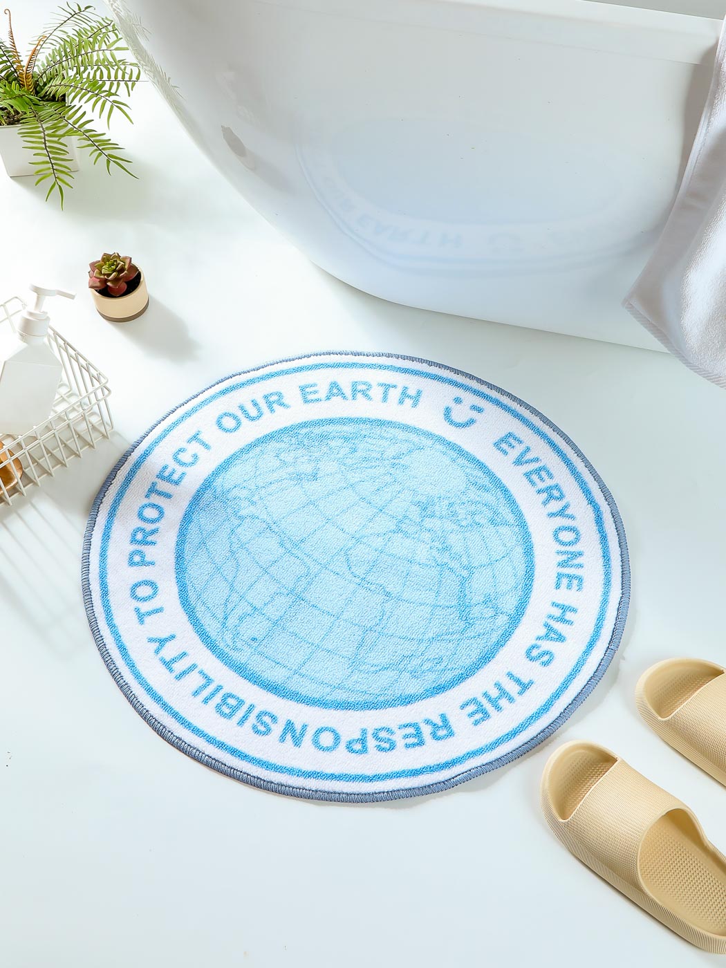 I Love Earth Round Floor Mat