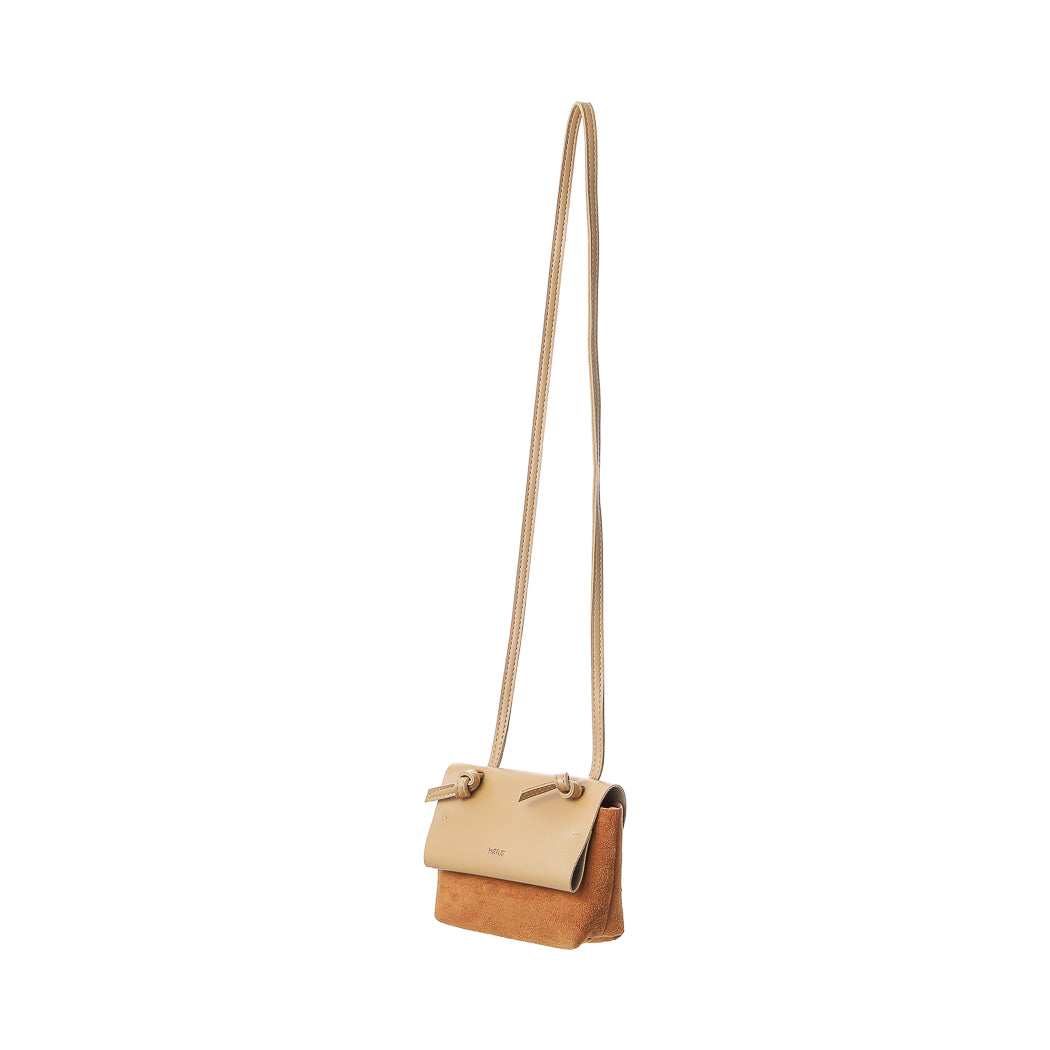 Suede Crossbody Bag with Flap (Brown)