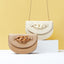 Half Moon Solid Color Crossbody Bag with Chain(Off White)