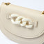 Half Moon Solid Color Crossbody Bag with Chain(Off White)