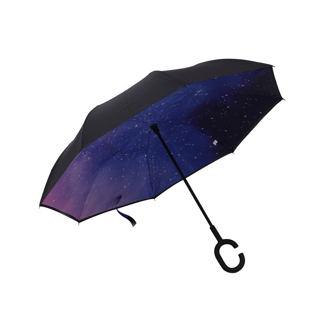 Starry Night Series Portable Inverted Umbrella(Pink & Blue)