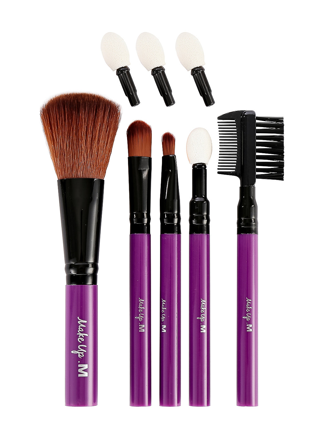 Purple 5 Piece Makeup Brush Set (with Eyeshadow Applicator Tips)