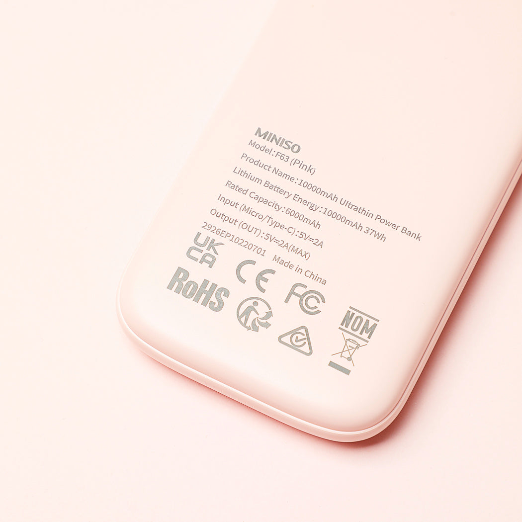 10000mAh Ultrathin Power Bank  Model: F63(Pink)